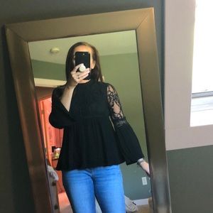 BOHO CHIC Black Bell Sleeve Top [EUC]